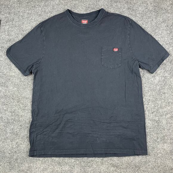 Wrangler T-Shirt Mens 3XLT Navy Blue Workwear Pocket Heavyweight Durable Tee - Picture 1 of 6